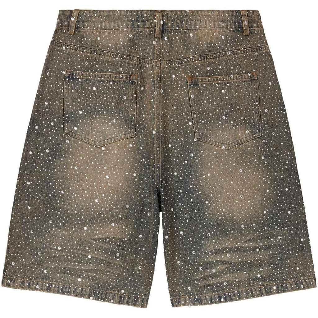Vale Forever Rain Storm Rhinestone Jean Shorts Mid Wash