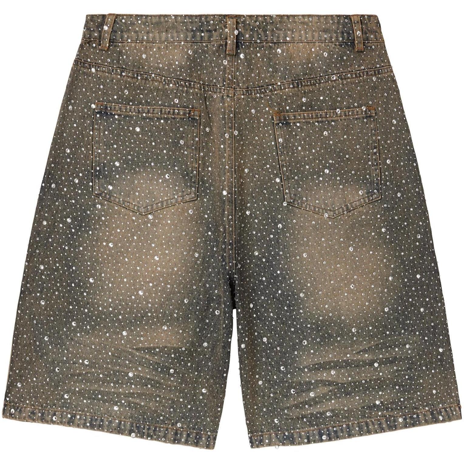Vale Forever Rain Storm Rhinestone Jean Shorts Mid Wash