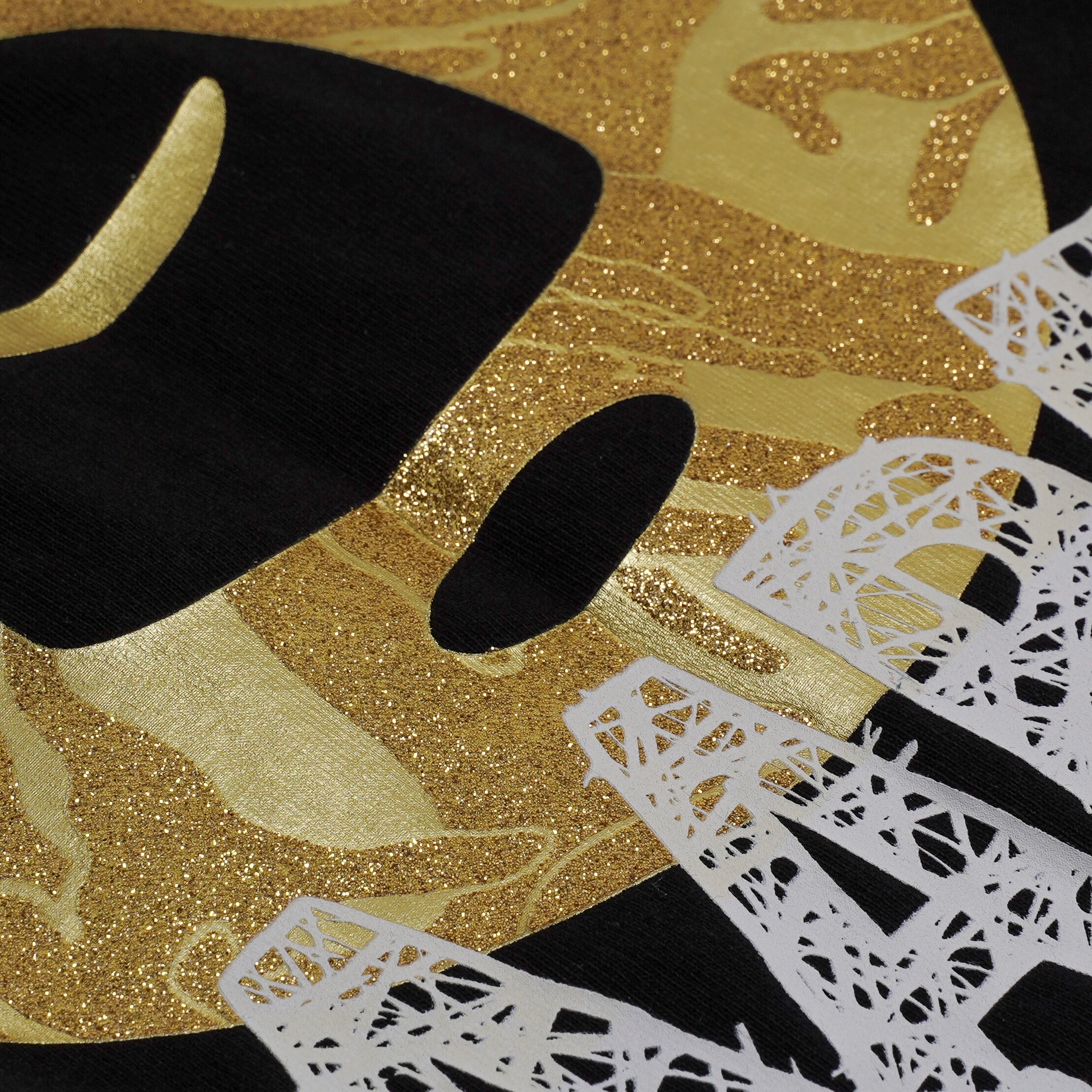 AAPE by A Bathing Ape Universe Gold Moonface Logo Print T-shirt Black