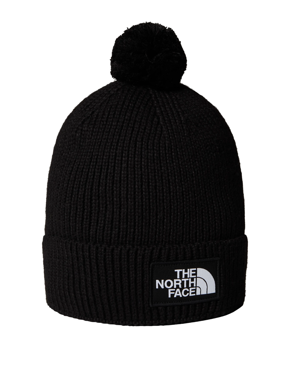 The North Face Logo Box Pom Beanie in TNF Black
