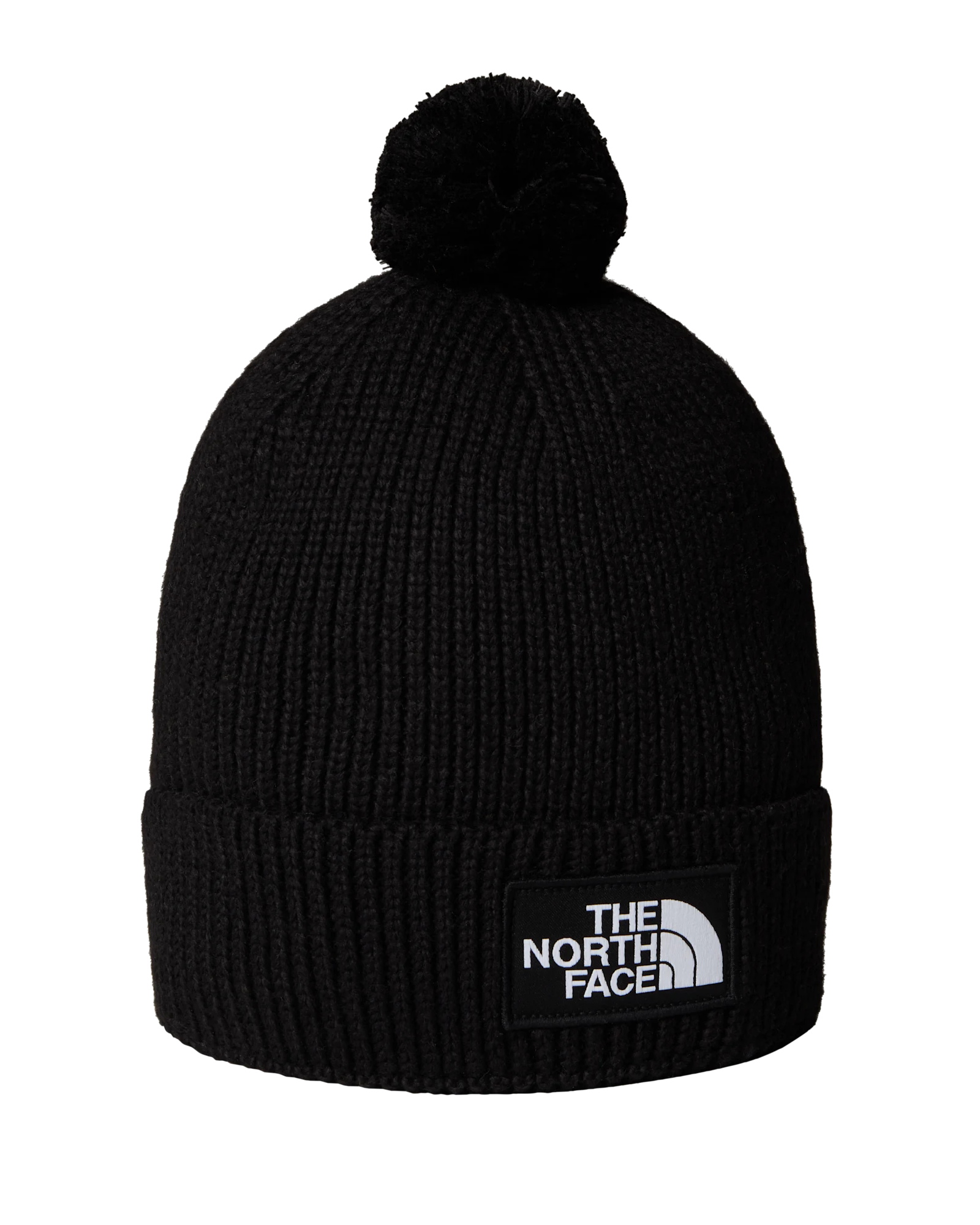 The North Face Logo Box Pom Beanie in TNF Black