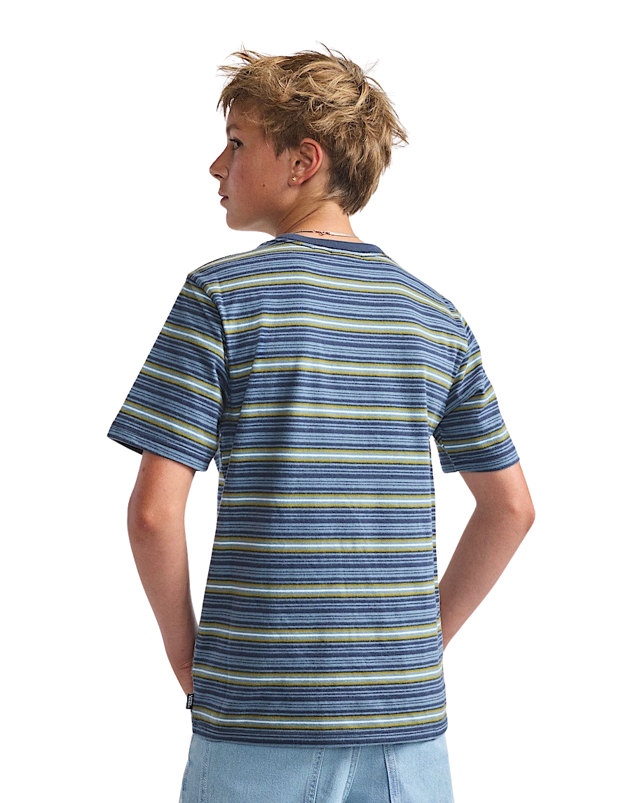 Vans Boys Cameron Stripe T-Shirt in Stormy Weather & Parisian Night Blue