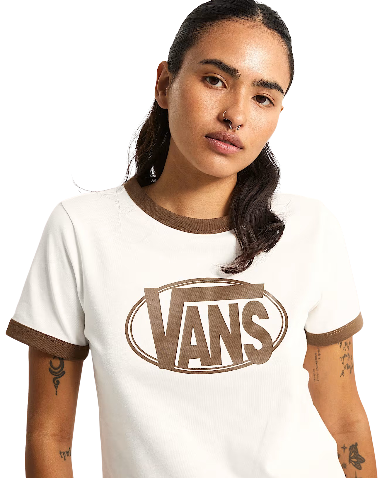 Vans Centre Chest Ringer T-Shirt in Egret