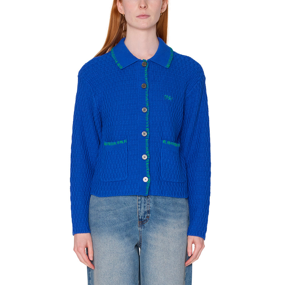 OBEY AMELIE BUTTON DOWN SWEATER // BLUE