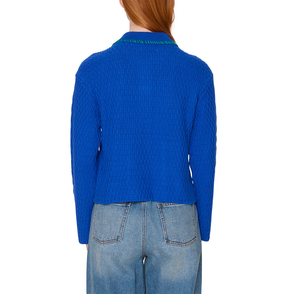 OBEY AMELIE BUTTON DOWN SWEATER // BLUE