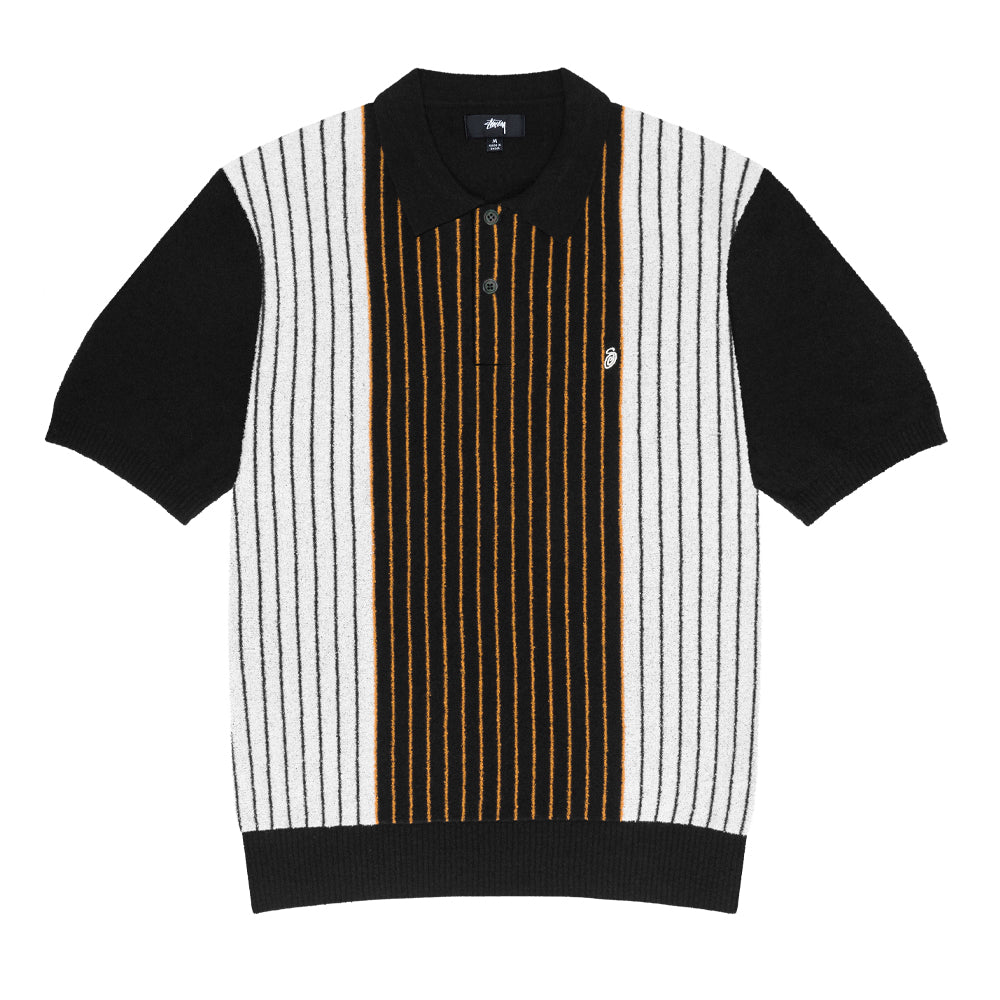 STÜSSY TEXTURED SS POLO SWEATER // BLACK STRIPE