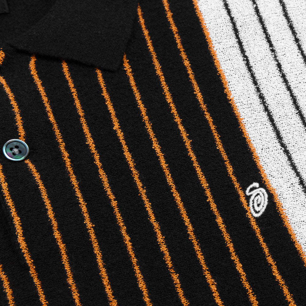 STÜSSY TEXTURED SS POLO SWEATER // BLACK STRIPE